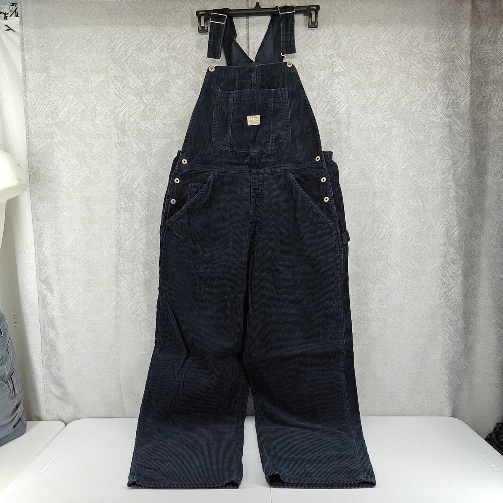 Old Navy Bib Overalls Womens XL 36x32 Black Corduroy Baggy Wide Leg Vintage Y2K